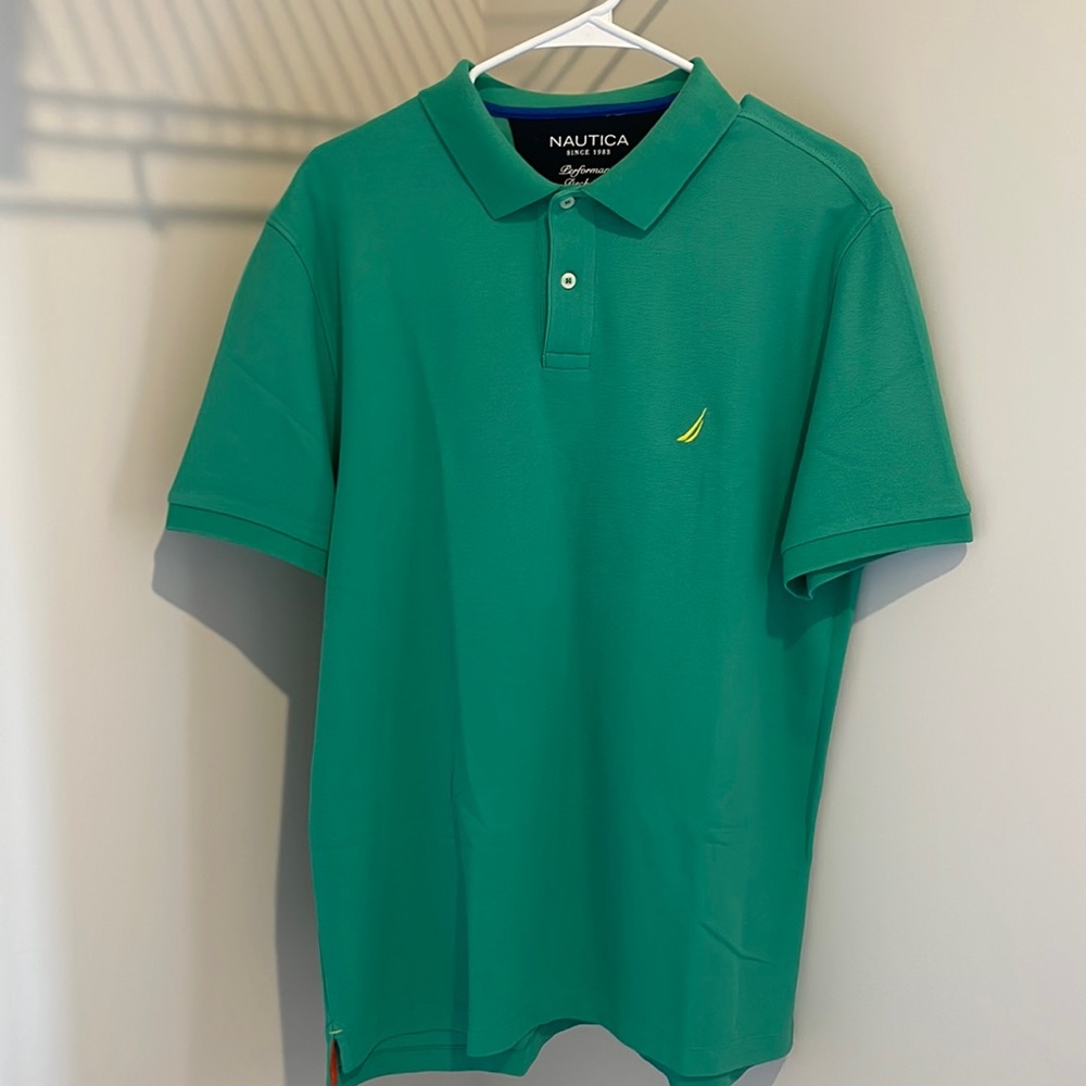 Nautica Classic Fit Performance Deck Green Polo Shirt Men’s Size Large